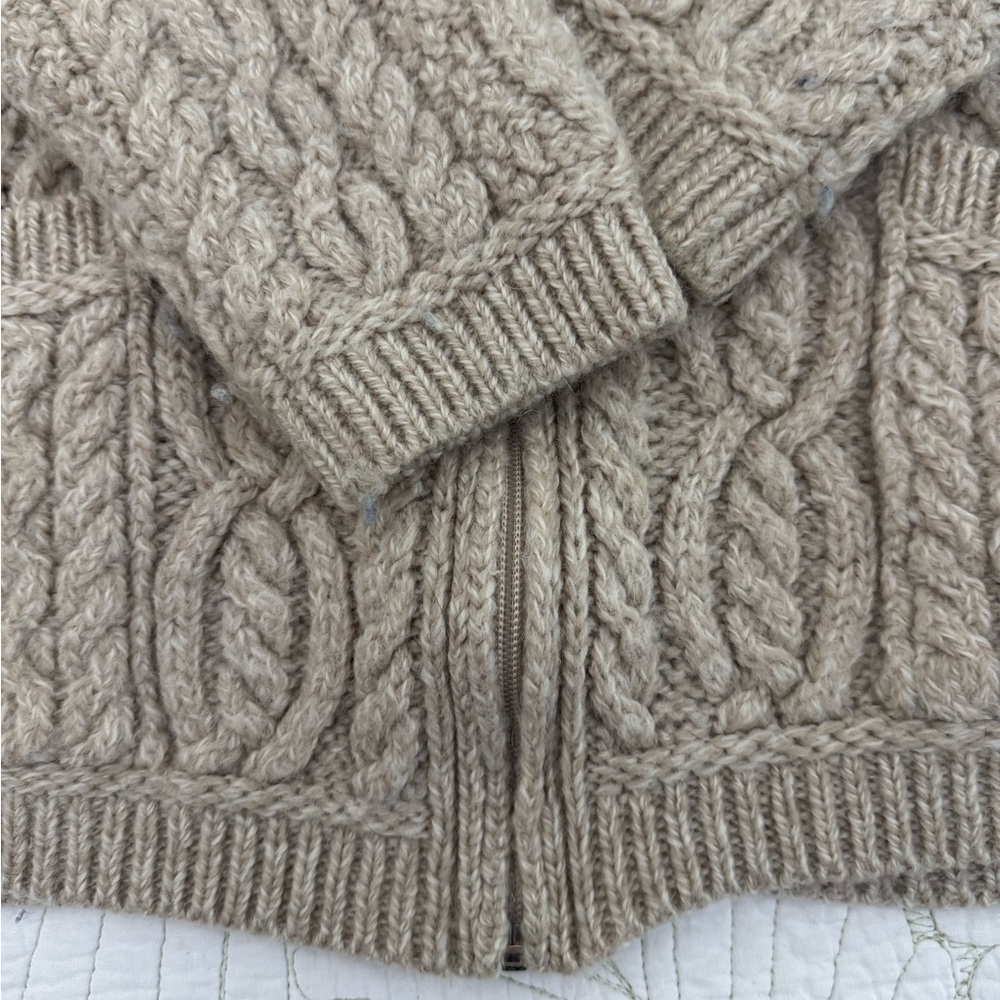 Aran Sweater Market Wool Hooded Cardigan Sweater- Size S - Picture 2 of 8
